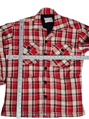 Greg Lauren Plaid Sherpa Lined Boxy Overshirt Mens Size 1 Red